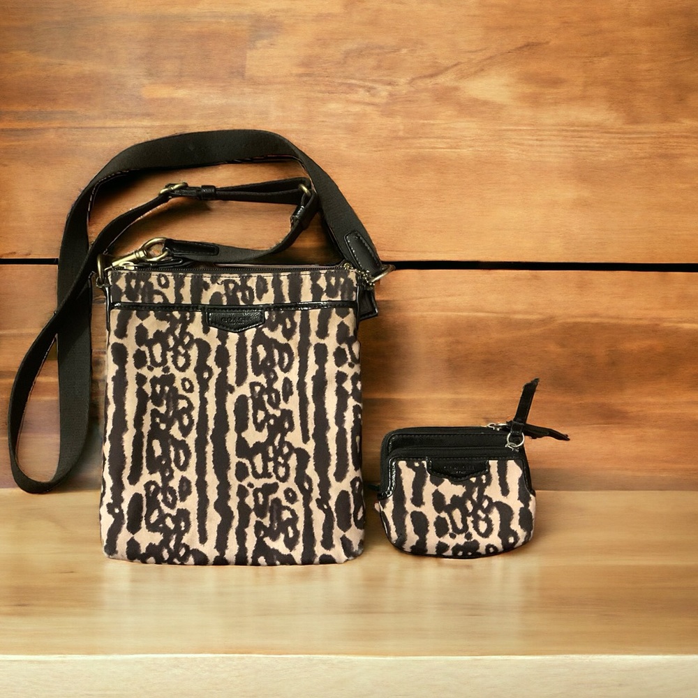 Leopard Print Crossbody Bag with Coin Pouch - Brown/Black - Picture 4 of 14